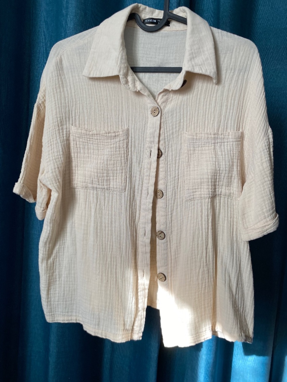 Size S SHEIN cream collared button up shirt